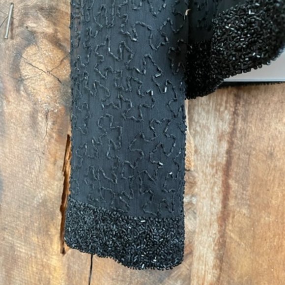 Stenay Black Beaded Evening Cardigan- Size Petite Medium - Picture 5 of 13